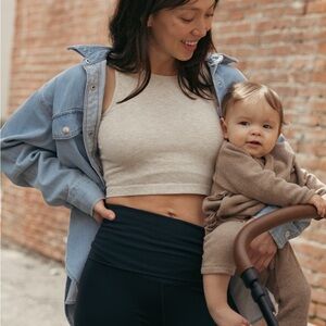 Casual Beige Nursing Crop Top